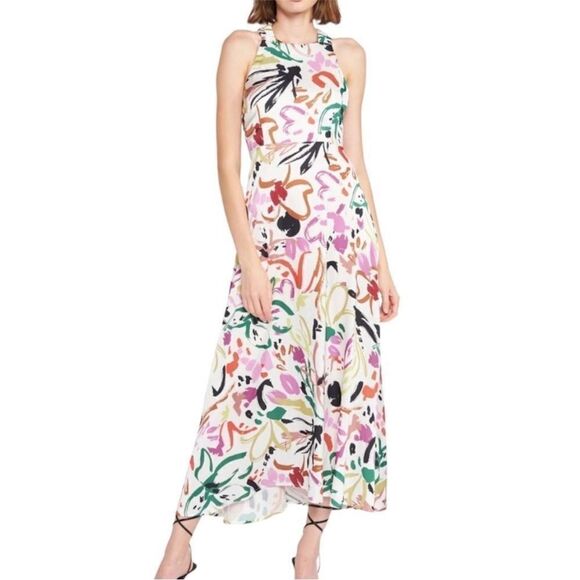 Anthropologie En Saison Hazel Halter Midi Dress Size Small Floral - Picture 1 of 6